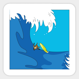 falling surfer in big wave Sticker